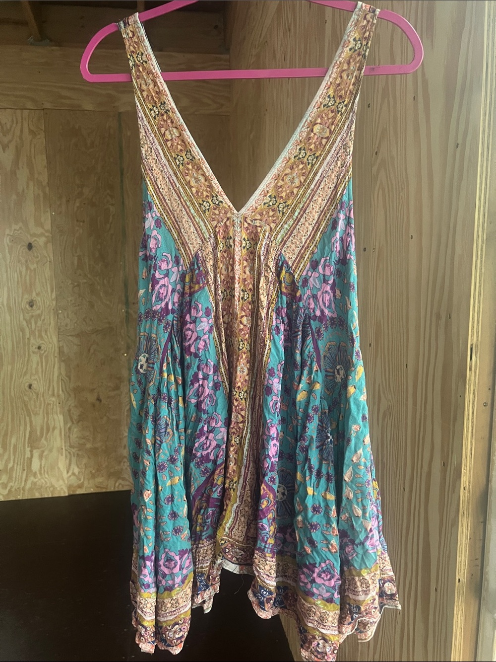 Boho Floral V-Neck Women's Camisole in Teal and Purple